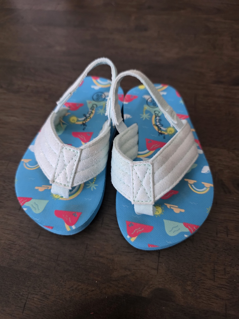 Kids Blue Flip Flop Sandals with White Straps